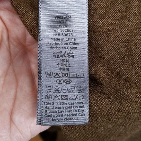 JOHN VARVATOS Shirt Mens XL Brown Henley Silk Cashmere Chestnut CHRISTIE $448 - Picture 6 of 9